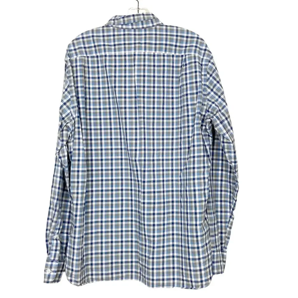 J. Crew Gray Blue Plaid Long Sleeve Button Down Sz L